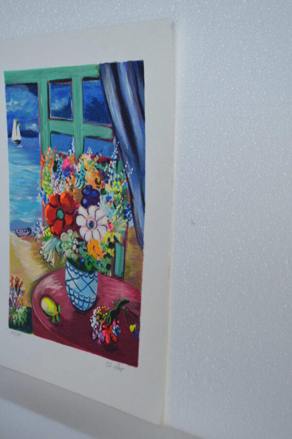 Blue Vase serigraph, By Shlomo Alter -  Size: 12"L x 8"W - Image 7