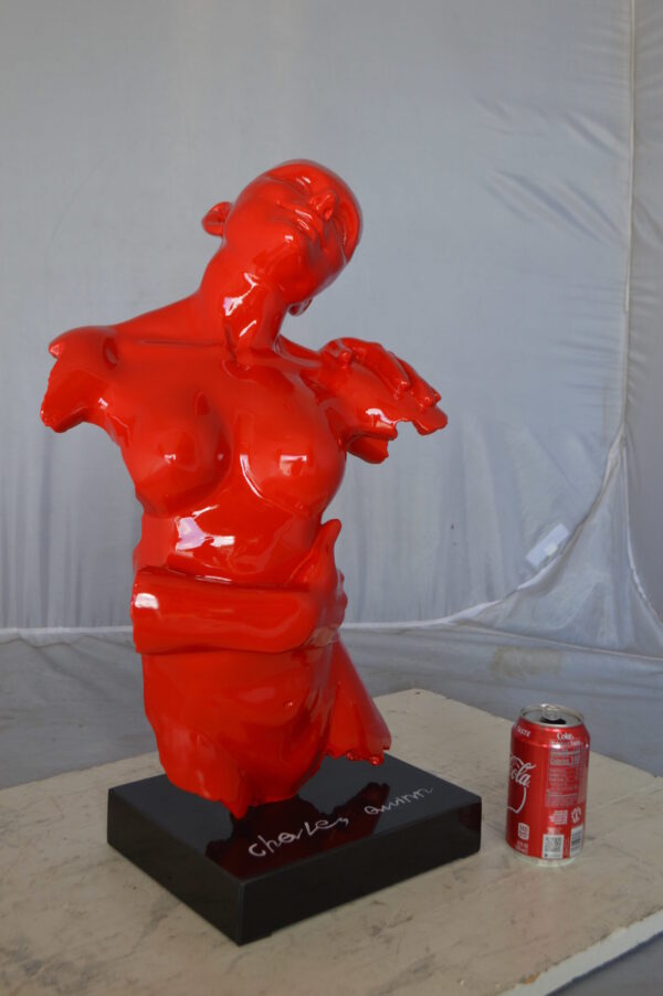 Modern resin statue of a woman hugged by a men -  Size: 13"L x 9"W x 24"H. - Image 5