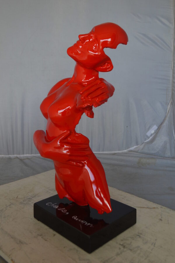 Modern resin statue of a woman hugged by a men -  Size: 13"L x 9"W x 24"H. - Image 12