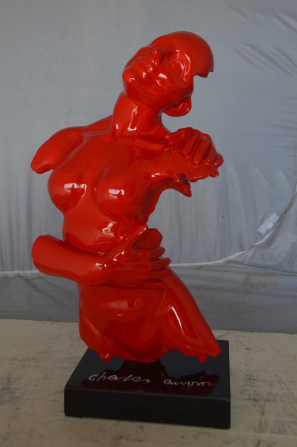 Modern resin statue of a woman hugged by a men -  Size: 13"L x 9"W x 24"H. - Image 13