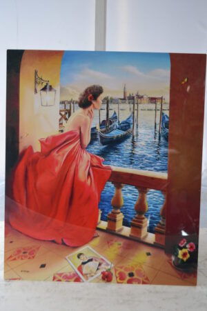 Orlando Quevedo Lady in Veniice Painting on aluminum -  Size: 16"L x 19"W