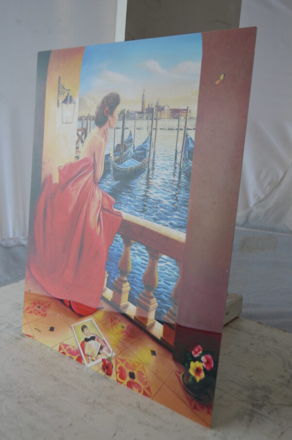 Orlando Quevedo Lady in Veniice Painting on aluminum -  Size: 16"L x 19"W - Image 4