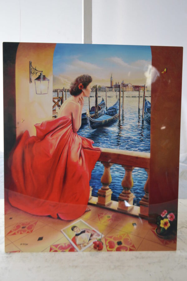 Orlando Quevedo Lady in Veniice Painting on aluminum -  Size: 16"L x 19"W - Image 8