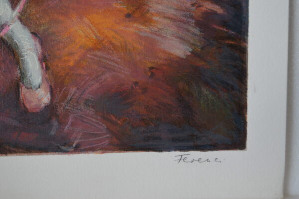 Blue Dancer serigraph by Hedva Firenci -  Size: 15"L x 19"W - Image 4