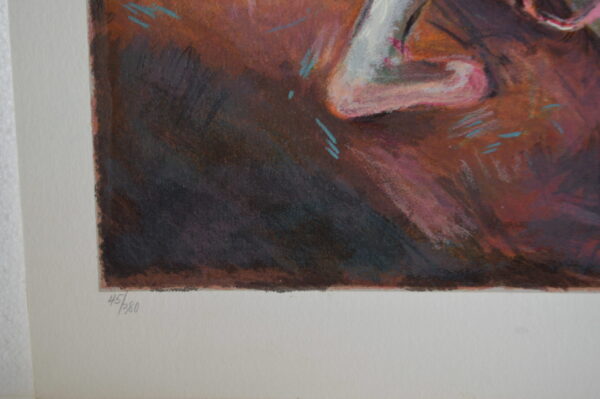 Blue Dancer serigraph by Hedva Firenci -  Size: 15"L x 19"W - Image 5