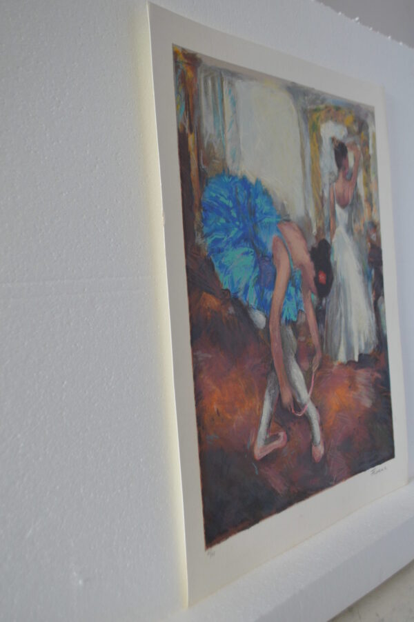 Blue Dancer serigraph by Hedva Firenci -  Size: 15"L x 19"W - Image 9