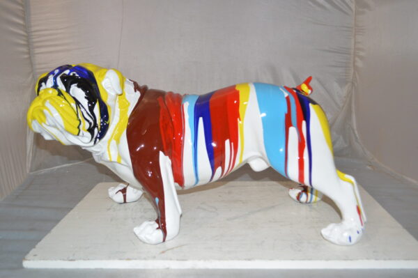 Modern art resin multicolored Bulldog statue -  Size: 28"L x 12"W x 16"H. - Image 3