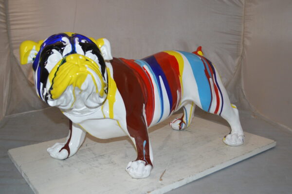 Modern art resin multicolored Bulldog statue -  Size: 28"L x 12"W x 16"H. - Image 4