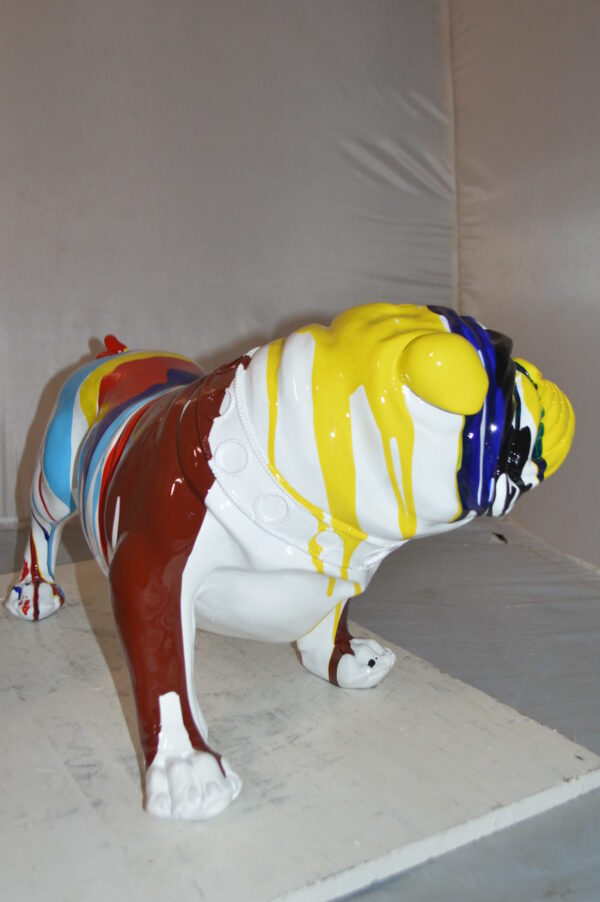 Modern art resin multicolored Bulldog statue -  Size: 28"L x 12"W x 16"H. - Image 6