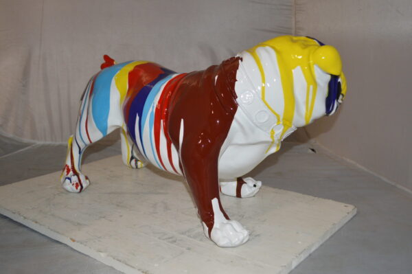 Modern art resin multicolored Bulldog statue -  Size: 28"L x 12"W x 16"H. - Image 7