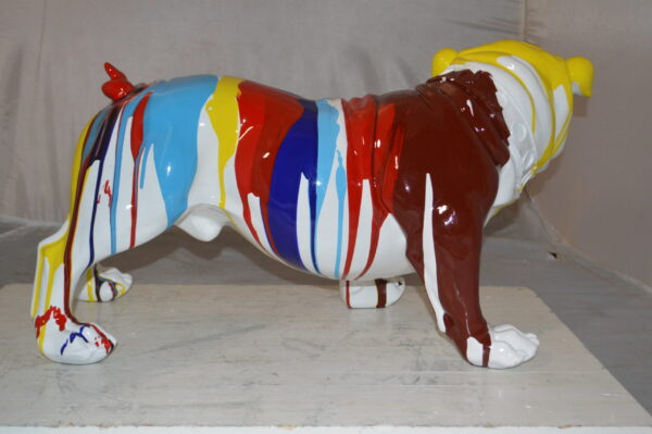 Modern art resin multicolored Bulldog statue -  Size: 28"L x 12"W x 16"H. - Image 8