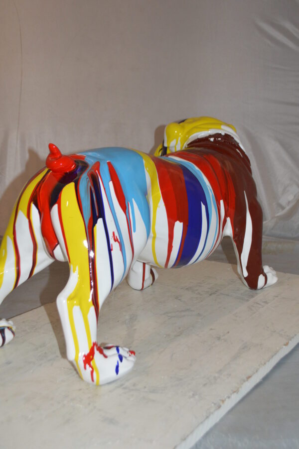 Modern art resin multicolored Bulldog statue -  Size: 28"L x 12"W x 16"H. - Image 9