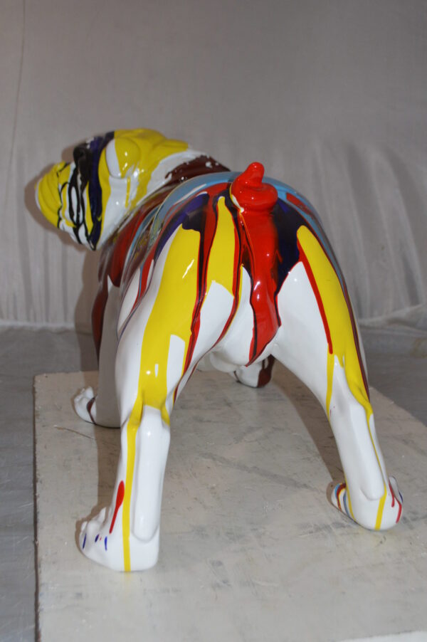 Modern art resin multicolored Bulldog statue -  Size: 28"L x 12"W x 16"H. - Image 10