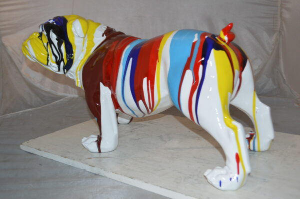 Modern art resin multicolored Bulldog statue -  Size: 28"L x 12"W x 16"H. - Image 11