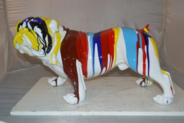 Modern art resin multicolored Bulldog statue -  Size: 28"L x 12"W x 16"H. - Image 12