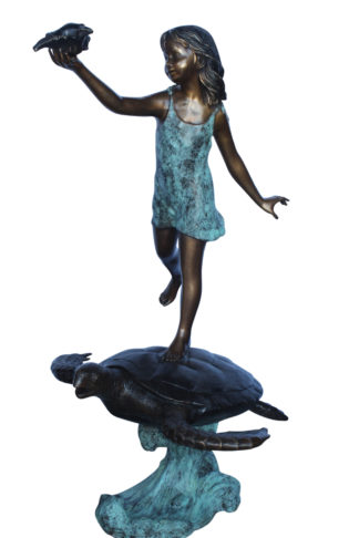 verantwoordelijkheid Horzel geboren Adventurous girl on a turtle bronze statue fountain - Size: 35" x 29" x 56"H. - NiFAO verantwoordelijkheid Horzel geboren Adventurous girl on a turtle bronze statue fountain - Size: 35" x 29" x 56"H. - NiFAO