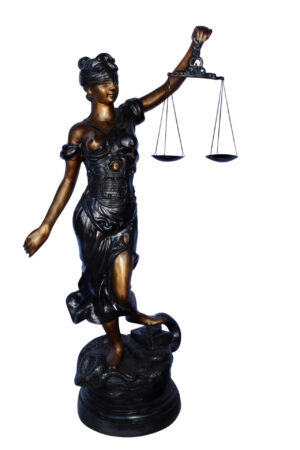 Lady Justice carrying scale bronze statue -  Size: "L x "W x "H.