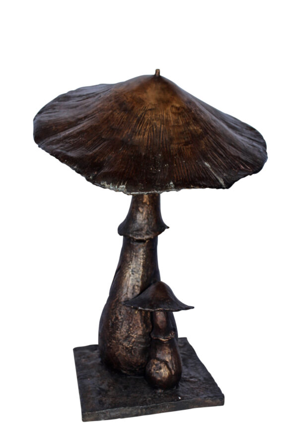 Leaning mushroom bronze statue fountain -  Size: 18"L x 17"W x 24"H.