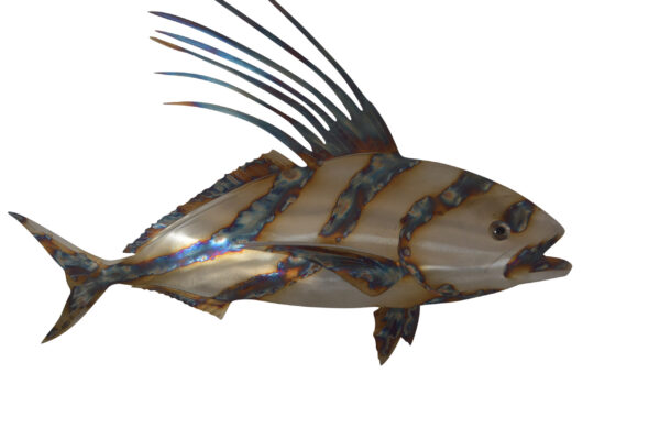 Snapper fish laser cut steel wall mounted - Size: 26"L x 2"W x 17"H.