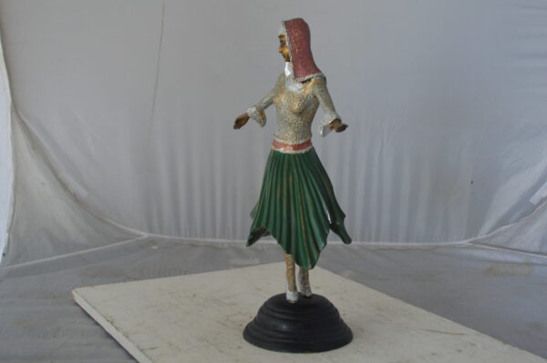 Gypsy dancer with green dress bronze statue - Size: 12"L x 9"W x 30"H. - Image 5