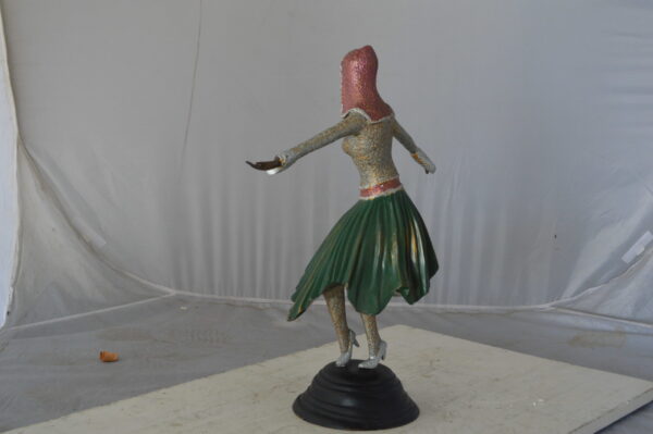 Gypsy dancer with green dress bronze statue - Size: 12"L x 9"W x 30"H. - Image 7