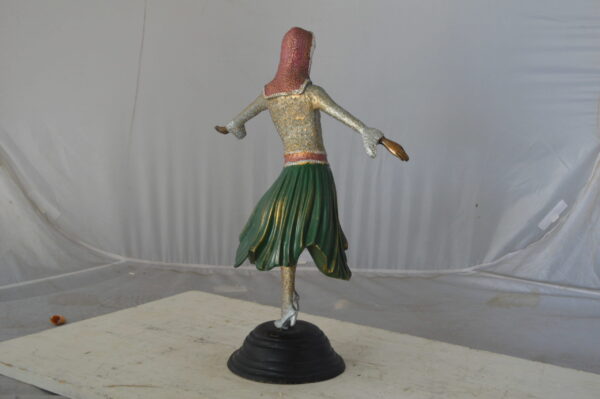 Gypsy dancer with green dress bronze statue - Size: 12"L x 9"W x 30"H. - Image 9