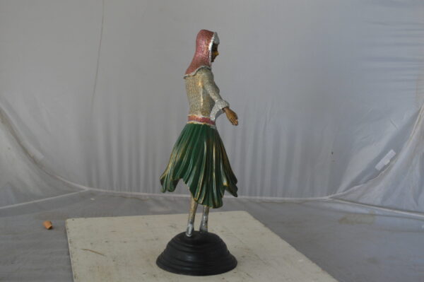 Gypsy dancer with green dress bronze statue - Size: 12"L x 9"W x 30"H. - Image 10