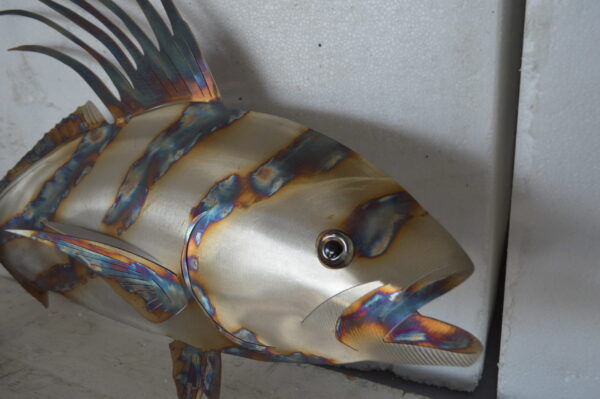 Snapper fish laser cut steel wall mounted - Size: 26"L x 2"W x 17"H. - Image 5