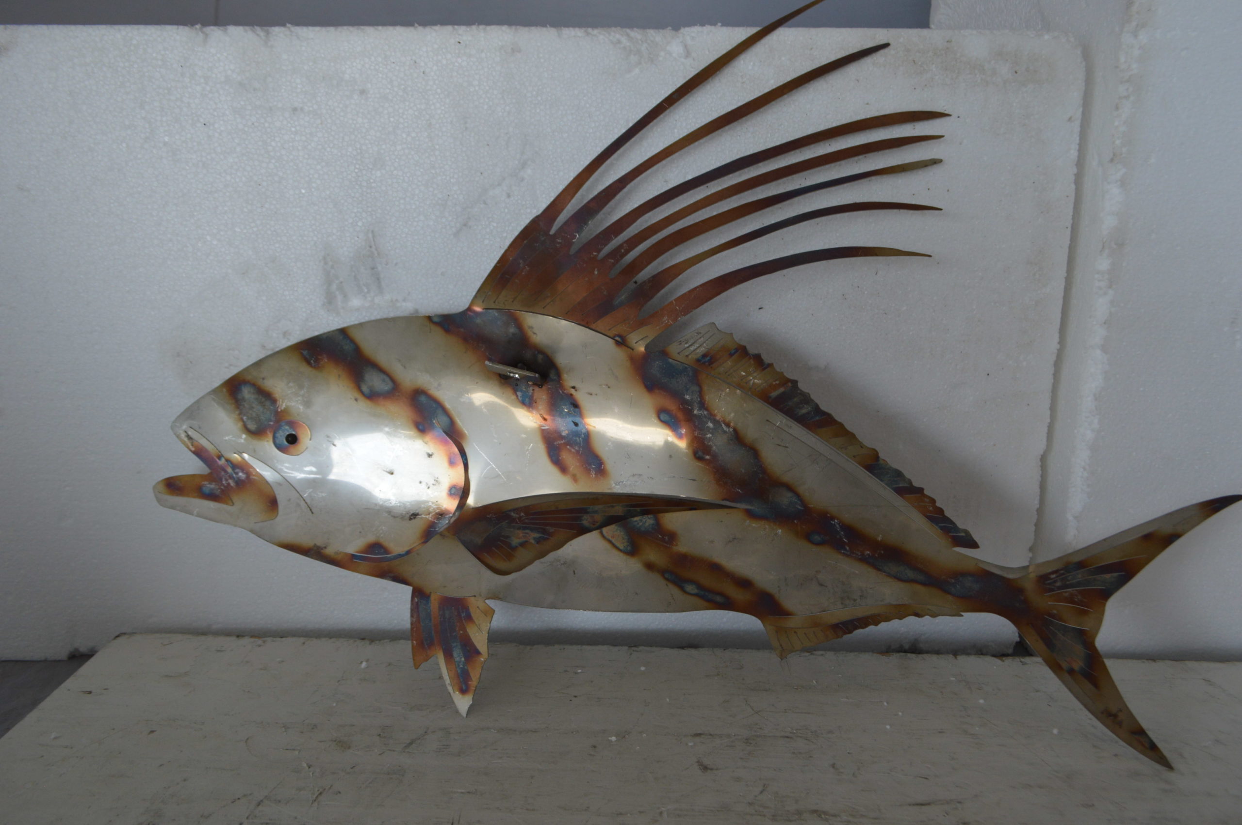 Snapper fish laser cut steel wall mounted - Size: 26L x 2W x 17H. - NiFAO