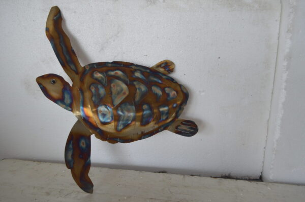 Turtle laser cut steel wall mounted - Size: 13"L x 2"W x 17"H. - Image 3