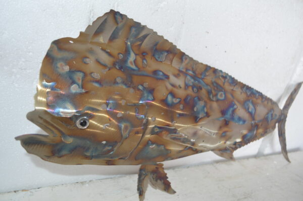 Mahi-Mahi fish laser cut steel wall mounted - Size: 26"L x 2"W x 14"H. - Image 5
