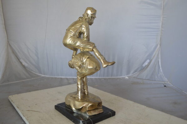 Leapfrog bronze statue silver finish  - Size: 12"L x 7"W x 19"H. - Image 8