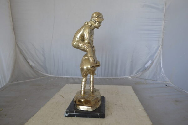 Leapfrog bronze statue silver finish  - Size: 12"L x 7"W x 19"H. - Image 9