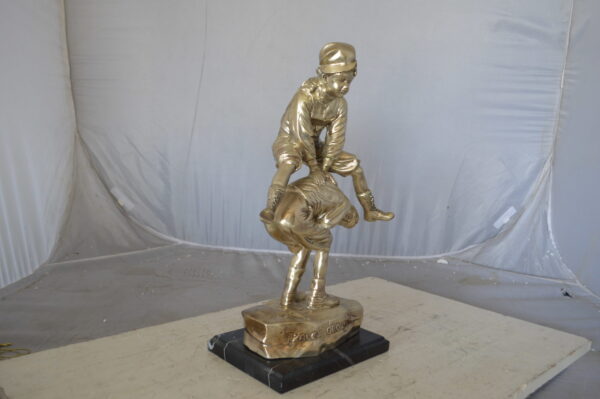 Leapfrog bronze statue silver finish  - Size: 12"L x 7"W x 19"H. - Image 10