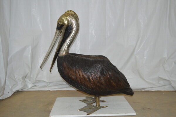 Upright Pelican Bronze Statue Fountain - Size: 46"L x 20"W x 44"H. - Image 3