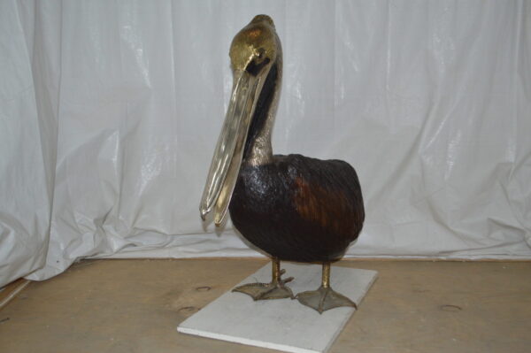 Upright Pelican Bronze Statue Fountain - Size: 46"L x 20"W x 44"H. - Image 5
