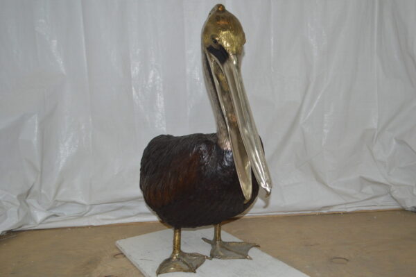 Upright Pelican Bronze Statue Fountain - Size: 46"L x 20"W x 44"H. - Image 6