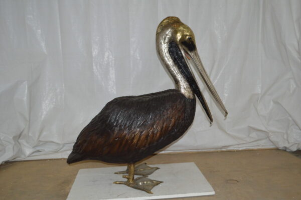 Upright Pelican Bronze Statue Fountain - Size: 46"L x 20"W x 44"H. - Image 7