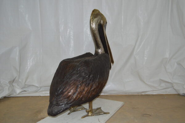 Upright Pelican Bronze Statue Fountain - Size: 46"L x 20"W x 44"H. - Image 8