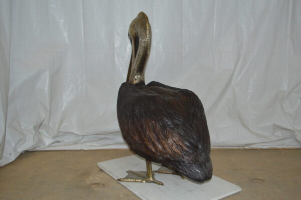 Upright Pelican Bronze Statue Fountain - Size: 46"L x 20"W x 44"H. - Image 9