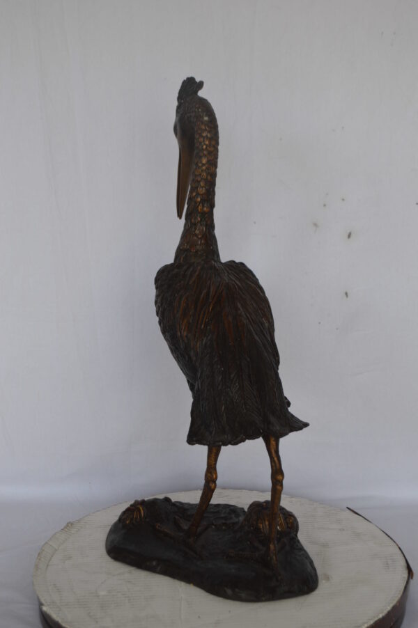 Great Blue Heron bronze statue - Size: 17"L x 12"W x 32"H. - Image 6