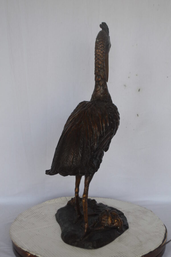 Great Blue Heron bronze statue - Size: 17"L x 12"W x 32"H. - Image 11