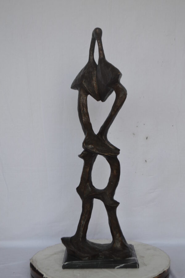 Modern art abstract, a couple kissing bronze statue - Size: 13"L x 11"W x 40"H. - Image 3