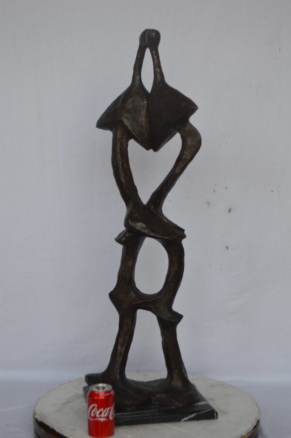 Modern art abstract, a couple kissing bronze statue - Size: 13"L x 11"W x 40"H. - Image 4