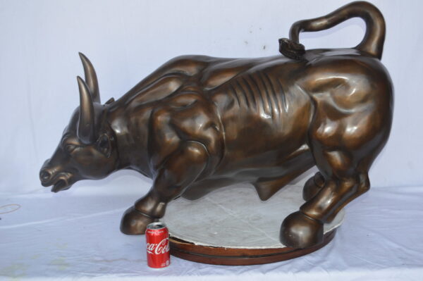 Wall Street Bull Bronze Statue - Size: 21"L x 43"W x 29"H. - Image 4