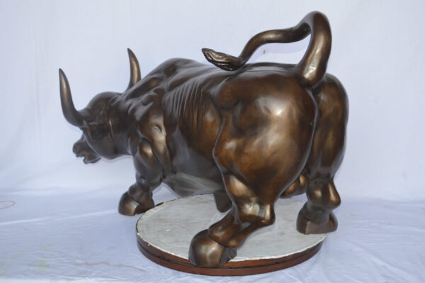 Wall Street Bull Bronze Statue - Size: 21"L x 43"W x 29"H. - Image 5
