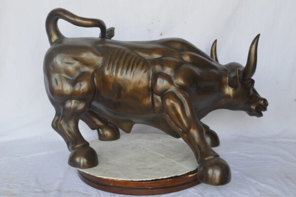 Wall Street Bull Bronze Statue - Size: 21"L x 43"W x 29"H. - Image 8