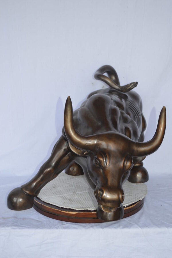 Wall Street Bull Bronze Statue - Size: 21"L x 43"W x 29"H. - Image 10