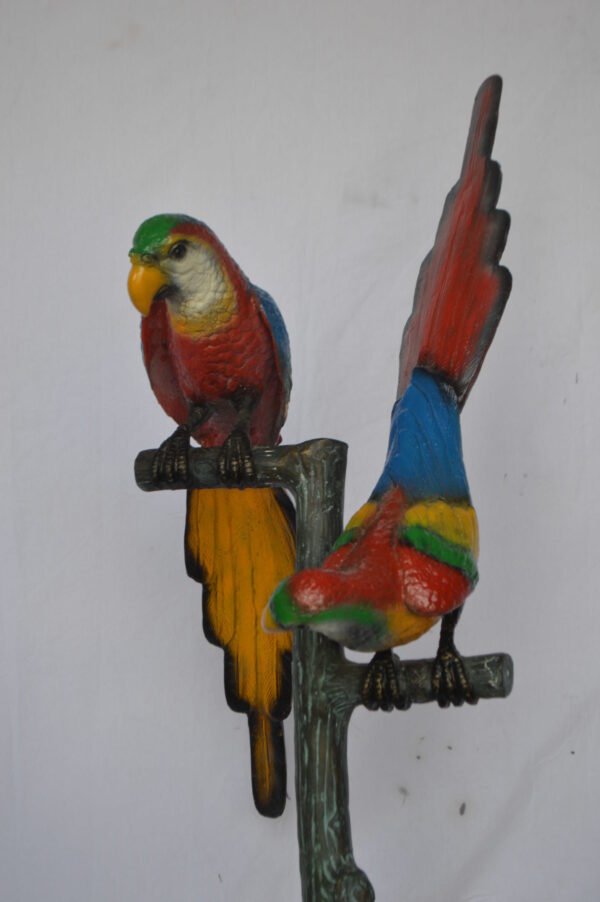 Two parrots on a tree bronze statue - Size: 16"L x 22"W x 52"H. - Image 4