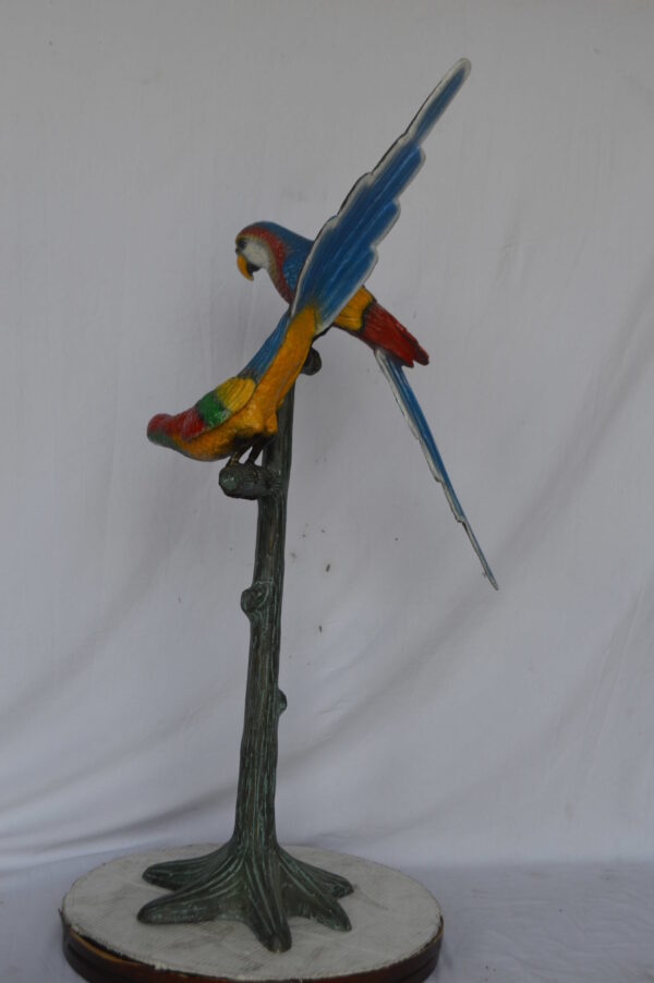 Two parrots on a tree bronze statue - Size: 16"L x 22"W x 52"H. - Image 10